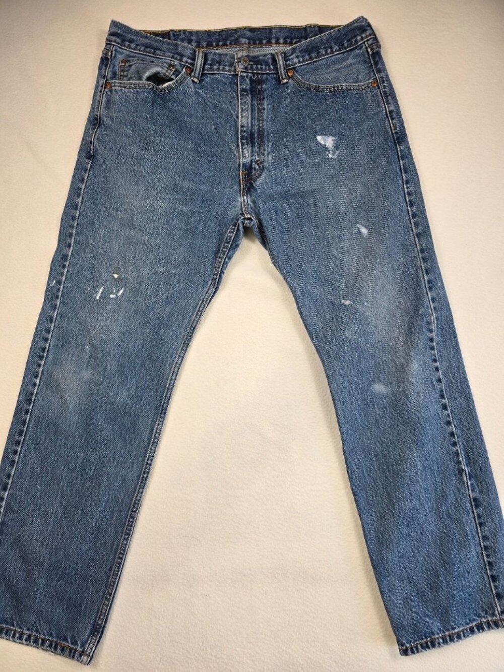 Levis Mens 505 Straight Leg Jeans W36 L30 Blue Denim